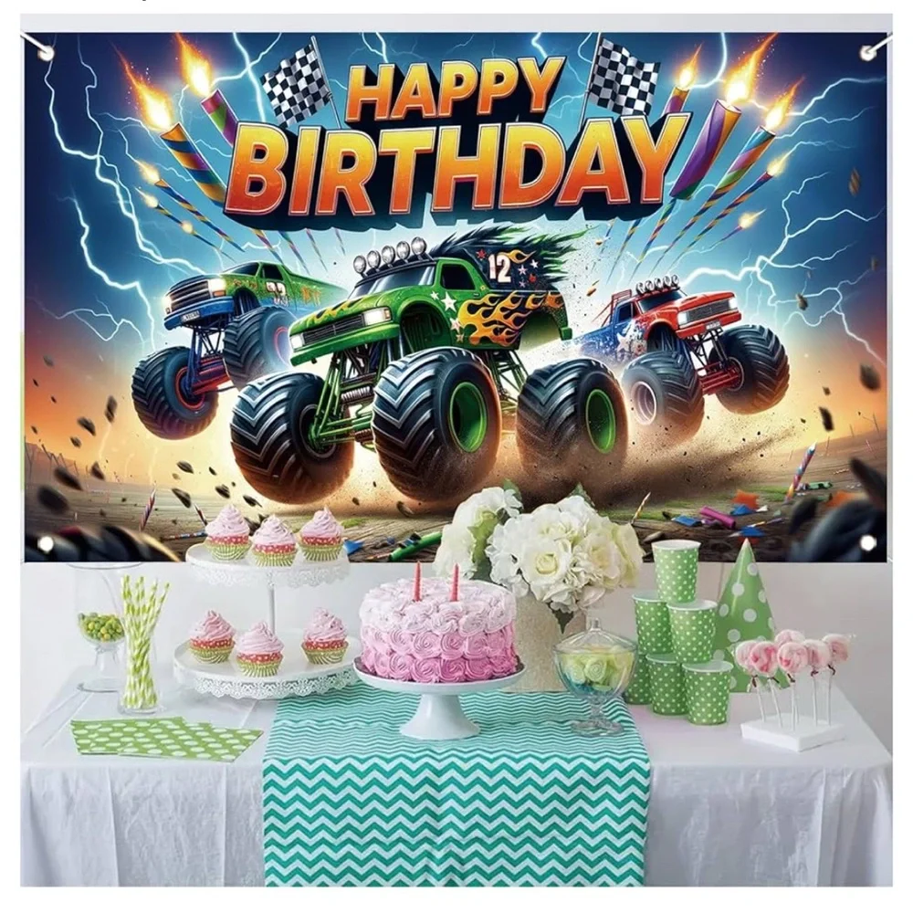 Monster Truck Birthday Backdrop  #2,4 x 6, Monster